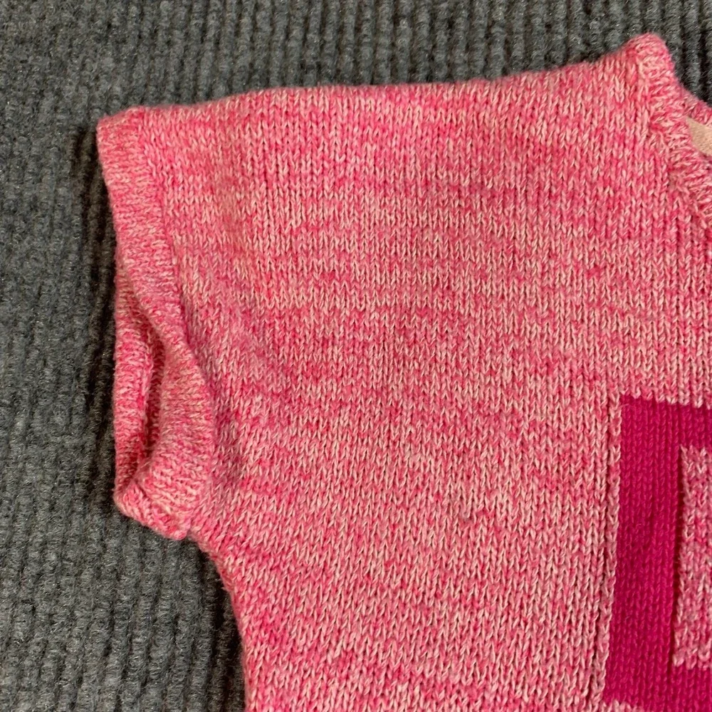 DKNY Sweater Dress Girls Medium Pink Short Sleeve Spell Out Cotton Blend Flare - Picture 5 of 14